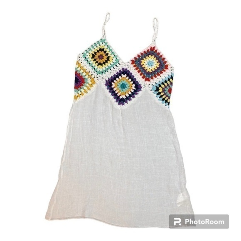 Multicolor Crochet Women Swim Coverup